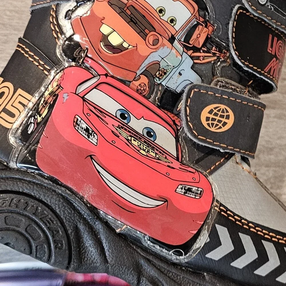 Disney Cars Lightning‎ Mcqueen Mater Winter Snow Boots Boys Toddler Size 6 Black
